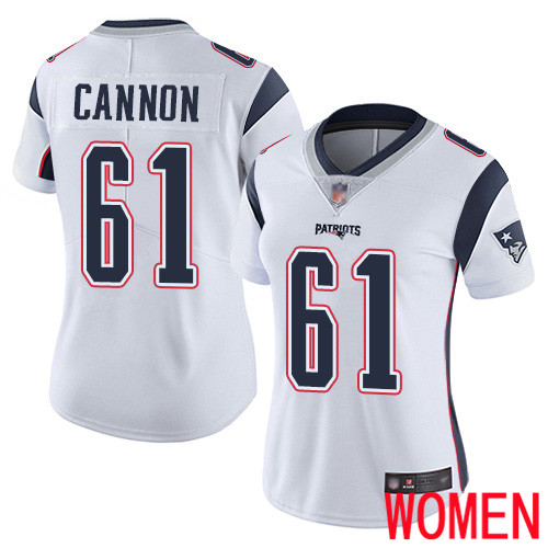 New England Patriots Football 61 Vapor Limited White Women Marcus Cannon Road NFL Jersey